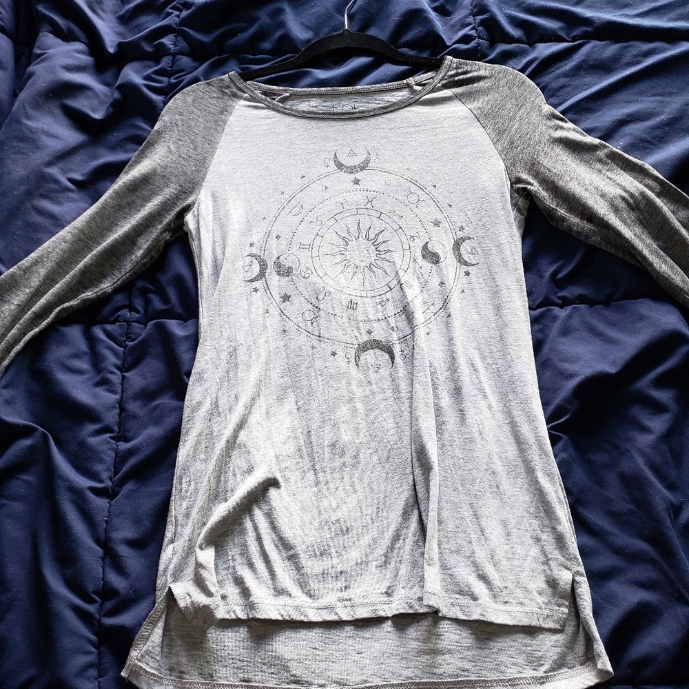 Mid length sleeve zodiac chart tee